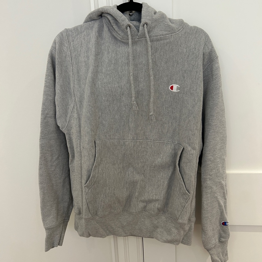 Champion Gray Hoodie with Embroidered Logo